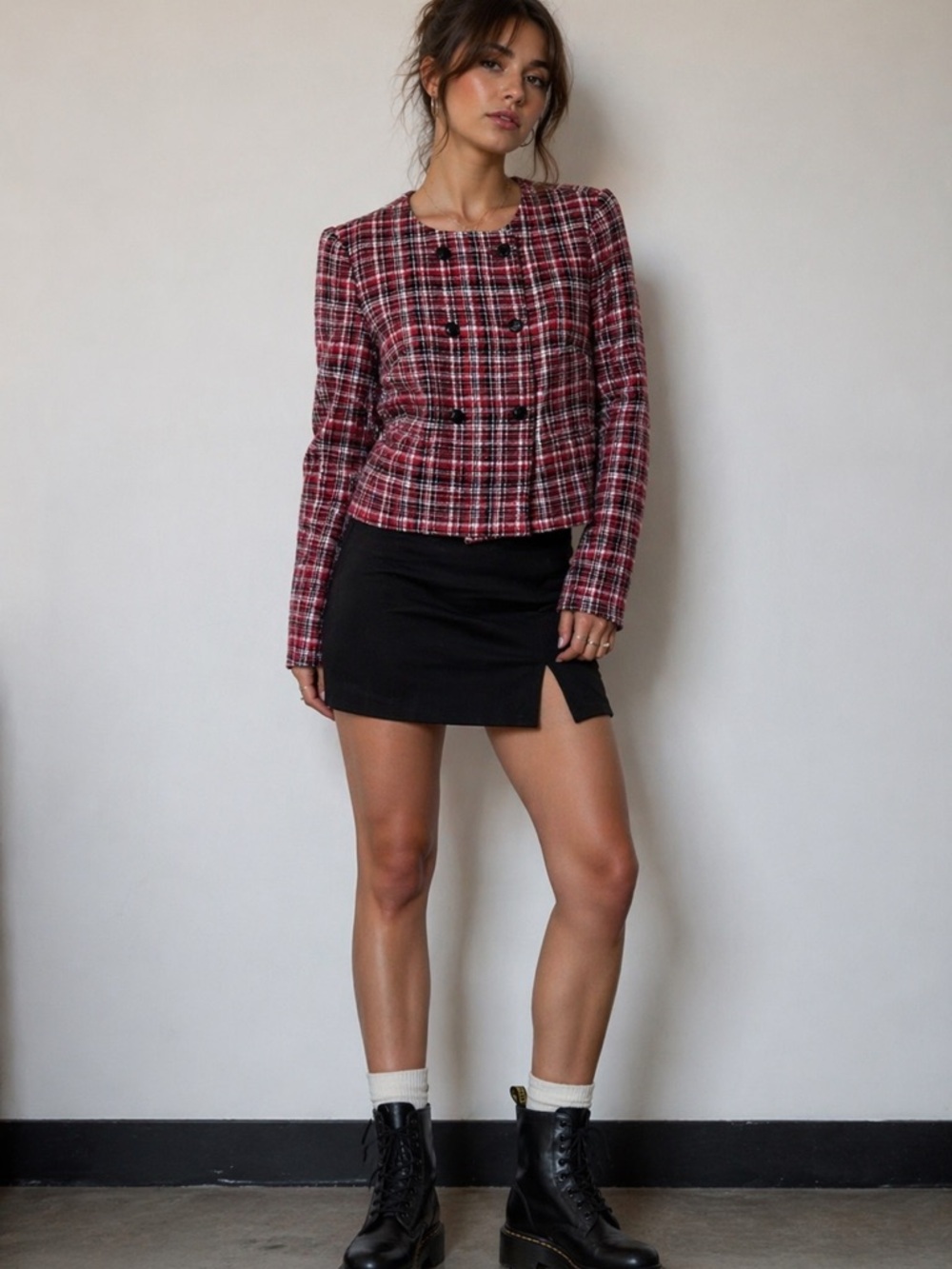 Brooks Brothers Red Tweed Jacket Womens 6 Preppy Academia Double Breasted Blazer